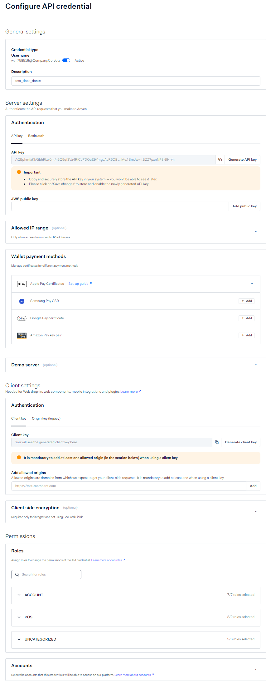 API Credentials