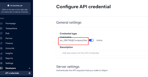 Configure API Credential