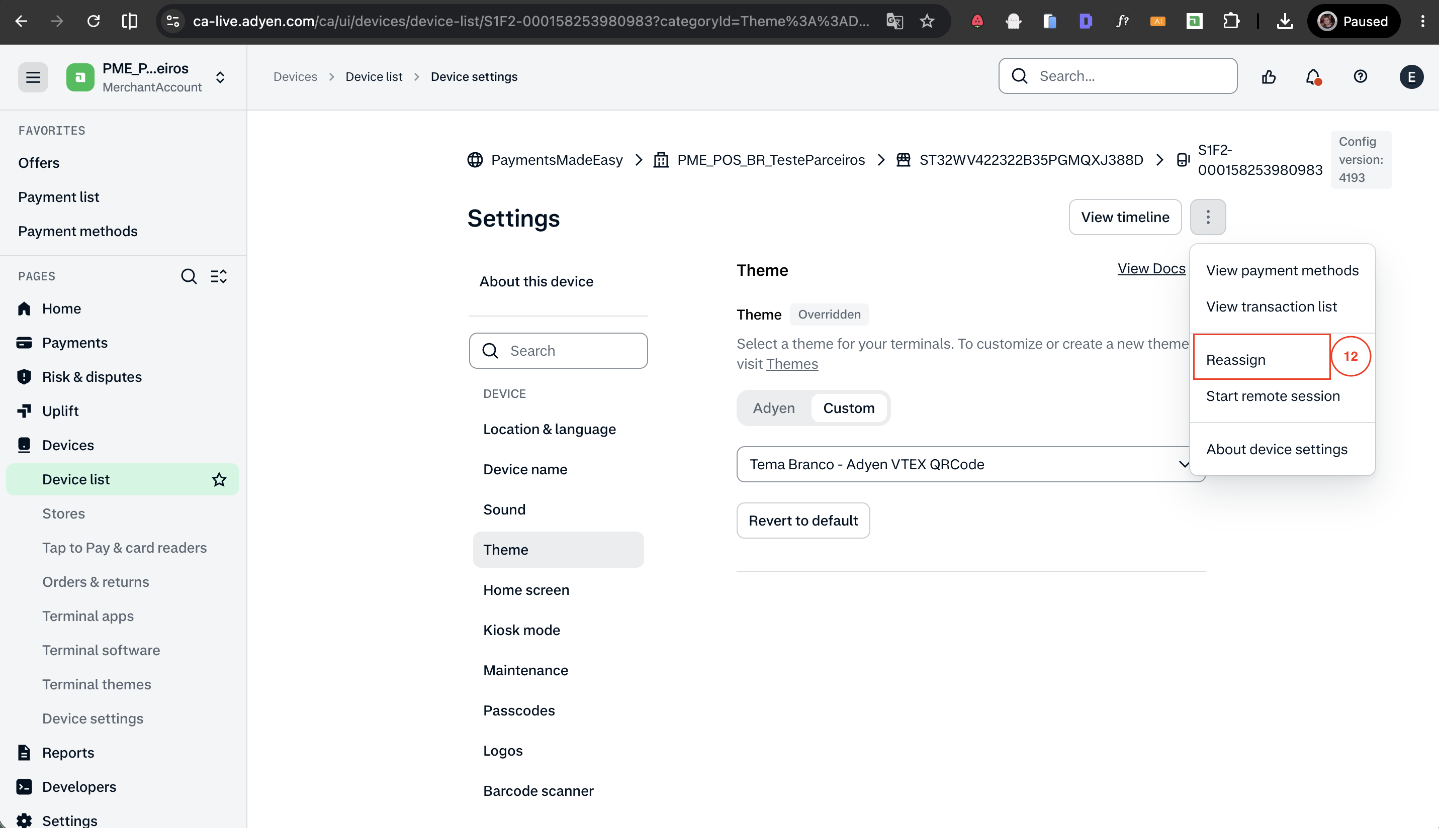 Reassigning the terminal to push the new theme