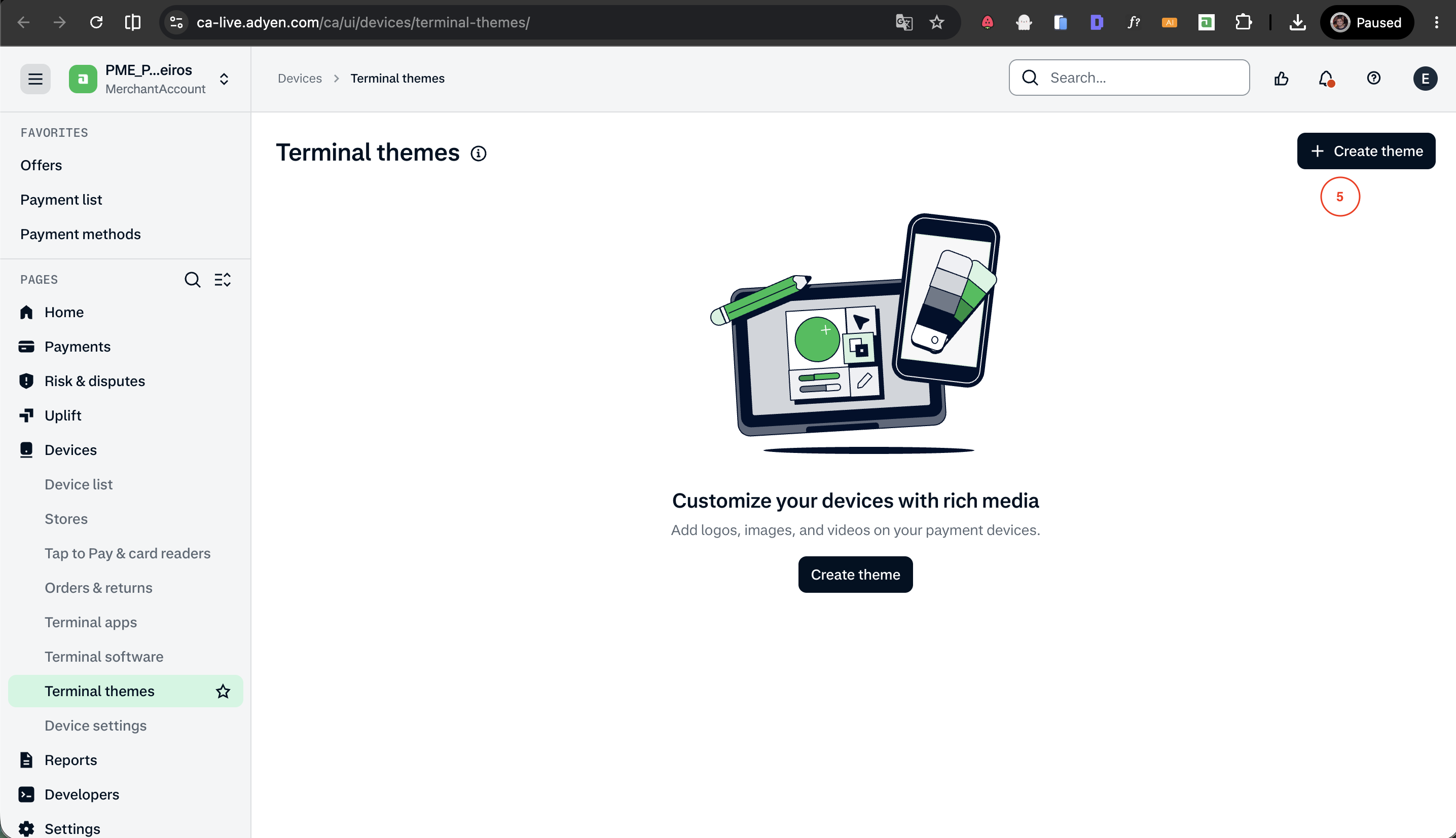 Terminal themes page