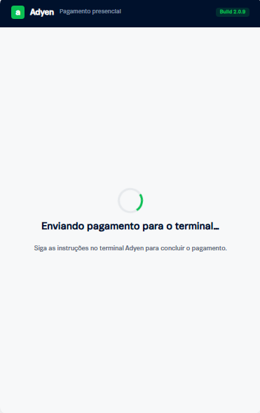 Processing screen while the payment is sent to the terminal