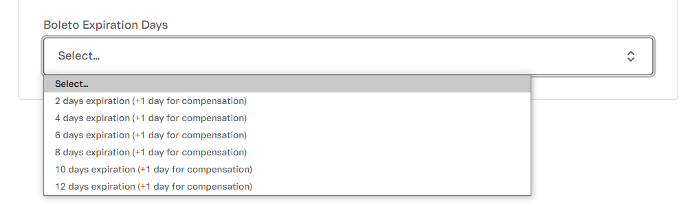 Boleto Expiration Days
